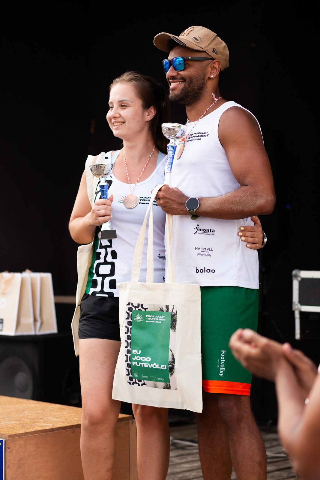 Footvolley winners on the podium